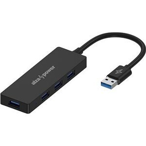 AlzaPower FlatCore USB-A (M) na 4× USB-A 3.0 (F) čierny