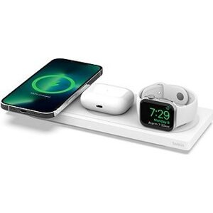 Belkin BOOST CHARGE PRO MagSafe 3 v 1 Bezdrôtová nabíjacia podložka pre iPhone/Apple Watch/AirPods, biela