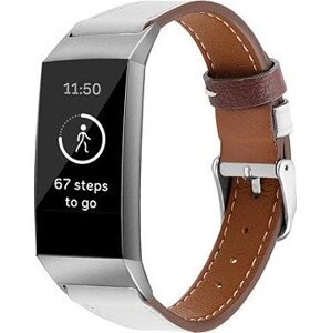 BStrap Leather Italy na Fitbit Charge 3/4 white, veľkosť S
