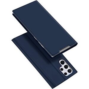 Skin Pro knižkové kožené puzdro na Samsung Galaxy S22 Ultra, modré