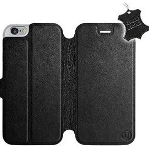 Flip puzdro na mobil Apple iPhone 6/iPhone 6s – Čierne – kožené – Black Leather