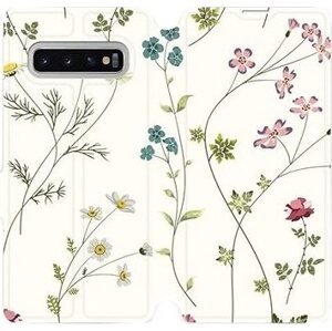 Flipové pouzdro na mobil Samsung Galaxy S10 Plus - MD03S Tenké rostlinky s květy