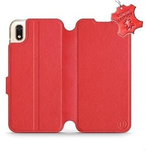 Flip pouzdro na mobil Huawei Y5 2019 - Červené - kožené - Red Leather