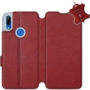 Flip pouzdro na mobil Huawei P Smart Z - Tmavě červené - kožené - Dark Red Leather