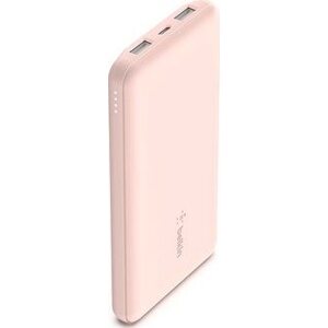 Belkin Boost Charge 10000 mAh + USB-C 15 W – Dual USB-A – 15 cm USB-A to C Cable, Pink
