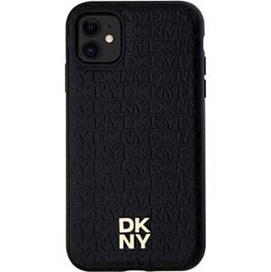 DKNY PU Leather Repeat Pattern Stack Logo MagSafe Zadný Kryt na iPhone 11 Black
