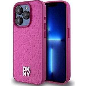 DKNY PU Leather Repeat Pattern Stack Logo Magsafe Zadný Kryt na iPhone 15 Pro Max Pink