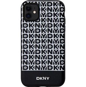 DKNY PU Leather Repeat Pattern Bottom Stripe MagSafe Zadný Kryt na iPhone 11 Black