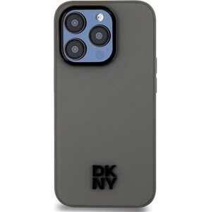 DKNY PU Leather Stack Logo Magsafe Zadný Kryt na iPhone 15 Pro Grey