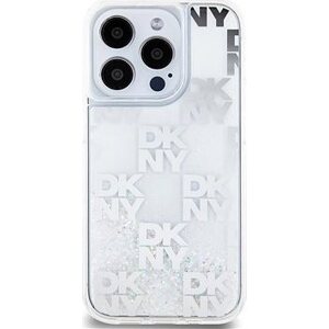 DKNY Liquid Glitter Checkered Pattern Zadný Kryt na iPhone 15 Pro Transparent