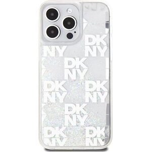 DKNY Liquid Glitter Checkered Pattern Zadný Kryt na iPhone 15 Pro Max Transparent
