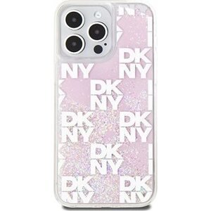 DKNY Liquid Glitter Checkered Pattern Zadný Kryt na iPhone 15 Pro Max Pink