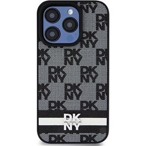 DKNY PU Leather Checkered Pattern and Stripe Zadný Kryt na iPhone 12/12 Pro Black