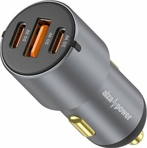 AlzaPower Car Charger P550 USB + USB-C Power Delivery sivá