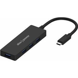 AlzaPower FlatCore USB-C (M) na 4× USB-A 3.0 (F) čierny