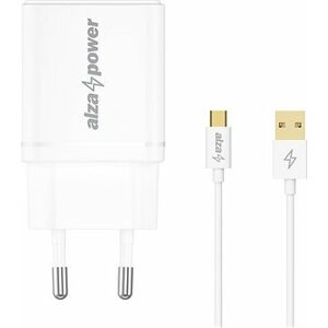 AlzaPower Smart Charger 2.1A biela + Core Micro USB 1m biely