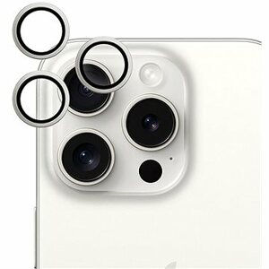 Epico hliníkové ochranné sklo na šošovky fotoaparátu pre iPhone 15 Pro/15 Pro Max – biely titán