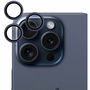 Epico hliníkové ochranné sklo na šošovky fotoaparátu pre iPhone 15 Pro/15 Pro Max – modrý titán