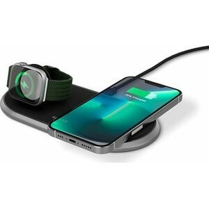 Epico bezdrôtová kovová nabíjačka pre Apple Watch a iPhone s adaptérom v balení - čierna