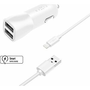 FIXED Smart Rapid Charge 15 W s 2× USB výstupom a USB/Lightning káblom MFI certifikácia biela