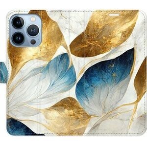 iSaprio flip pouzdro GoldBlue Leaves pro iPhone 13 Pro
