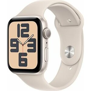 Apple Watch SE 44 mm Hviezdno biely hliník s hviezdno bielym športovým remienkom – S/M