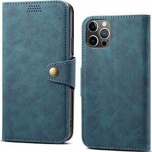 Lenuo Leather flipové puzdro na iPhone 14 Pro Max, modré