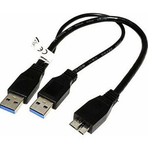 OEM USB SuperSpeed 5Gbps Y kábel 2× USB 3.0 A(M) – micro USB 3.0 B(M), 0,3 m, čierny
