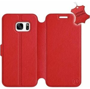 Flip pouzdro na mobil Samsung Galaxy S7 - Červené - kožené - Red Leather
