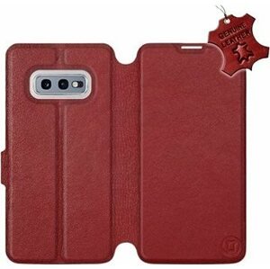 Flip puzdro na mobil Samsung Galaxy S10e – Tmavo červené – kožené – Dark Red Leather