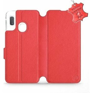 Flip puzdro na mobil Samsung Galaxy A20e – Červené – kožené – Red Leather