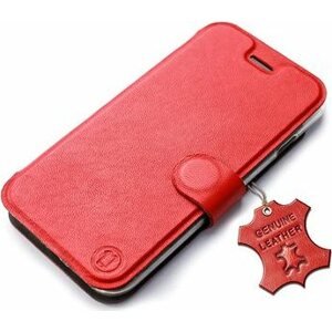 Mobiwear kožené flip puzdro pre Apple iPhone SE 2020/SE 2022 – Červené