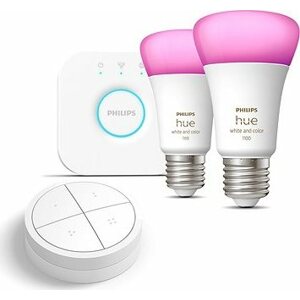 Philips Hue White and Color Ambiance 9 W 1100 E27 malý promo štartér kit + Philips Hue Tap Dial Switc