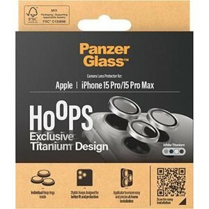 PanzerGlass HoOps Apple iPhone 15 Pro/15 Pro Max– -krúžky na šošovky fotoaparátu – biely titan