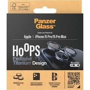 PanzerGlass HoOps Apple iPhone 15 Pro/15 Pro Max – krúžky na šošovky fotoaparátu – modrý titan