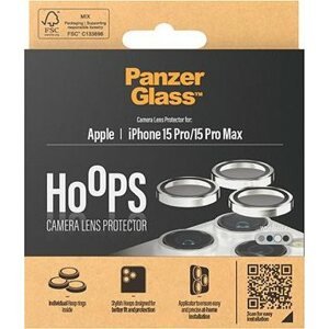 PanzerGlass HoOps Apple iPhone 15 Pro/15 Pro Max – krúžky na šošovky fotoaparátu – biely hliník