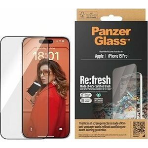 PanzerGlass Recycled Glass Apple iPhone 15 Pro s inštalačným rámikom