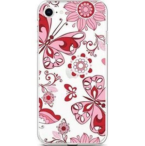 TopQ Kryt iPhone SE 2022 silikon Pink Butterfly 74007
