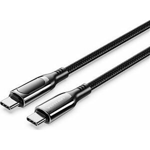 Vention Cotton Braided USB-C 2.0 5A Cable With LED Display 1.2 m Black Zinc Alloy Type