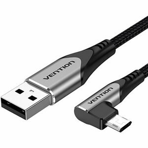 Vention Reversible 90° USB 2.0 -> microUSB Cotton Cable Gray 0.5 m Aluminium Alloy Type