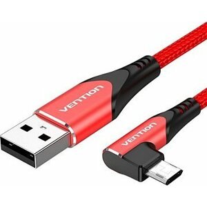 Vention Reversible 90° USB 2.0 -> microUSB Cotton Cable Red 1 m Aluminium Alloy Type