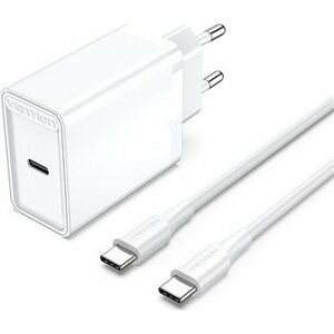 Vention 1-port 25 W USB-C Wall Charger with USB-C Cable EU-Plug White