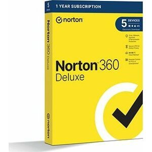 Norton 360 Deluxe 50GB, 1 používateľ, 5 zariadení, 12 mesiacov (elektronická licencia)